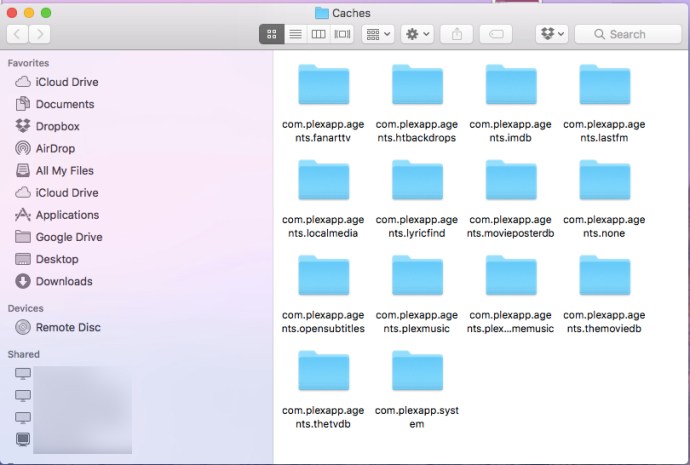 Foldery w pamięci podręcznej Mac