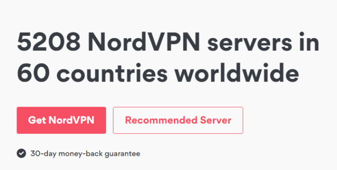 Página de inicio de NordVPN
