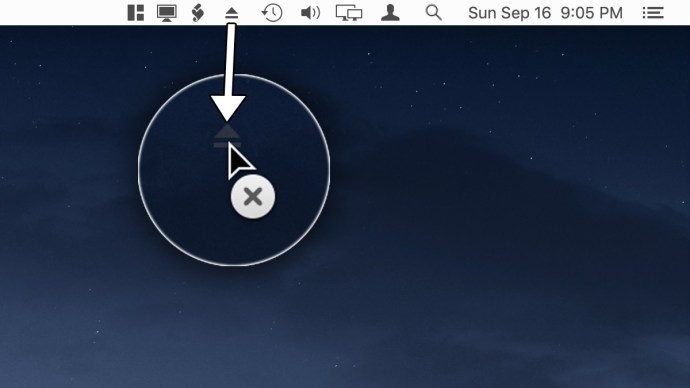 panel ponuky ikony mac odstrániť vysunúť