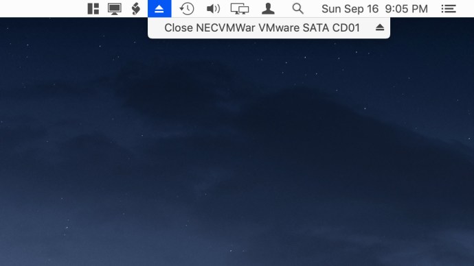 menijska vrstica ikone mac eject