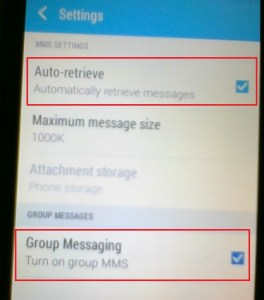 Nastavenia Android MMS