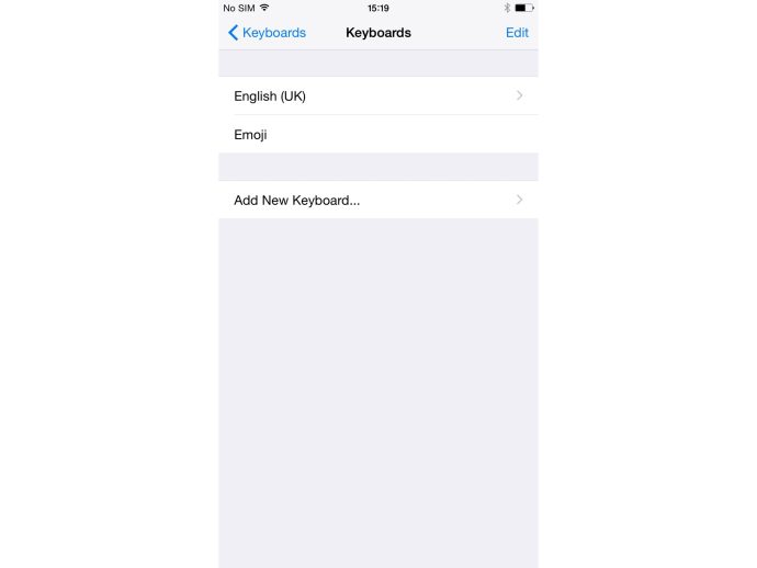 Näppäimistön vaihtaminen iOS 8:ssa - 3