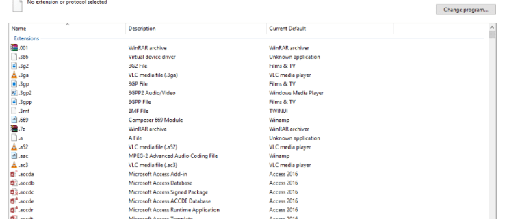 Com associar tipus de fitxers amb programes a Windows 10