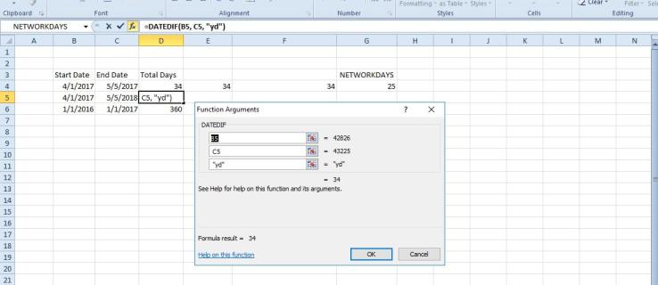 Kako izračunati dni med dvema datumoma v Excelu