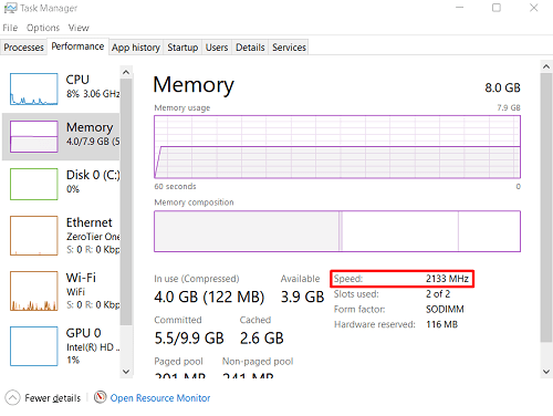 comproveu la freqüència de la memòria RAM