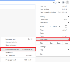Opcje menu Chrome