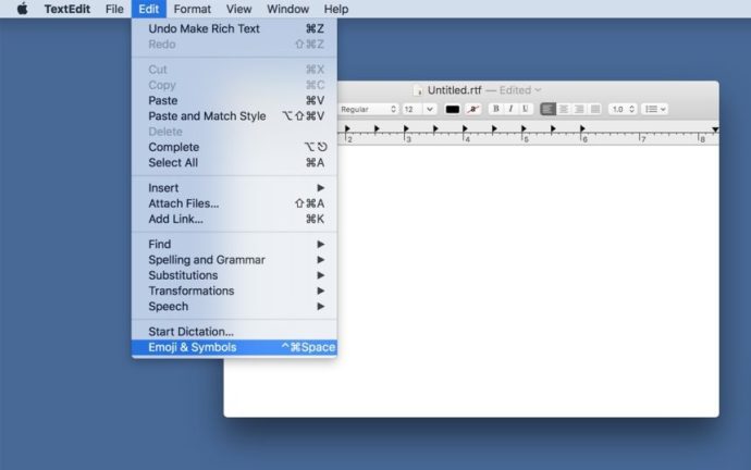 emotikony i symbole pasek menu Mac OS X