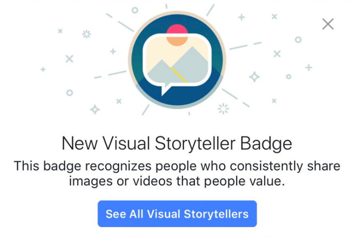 Facebooki märgid Visual Storyteller
